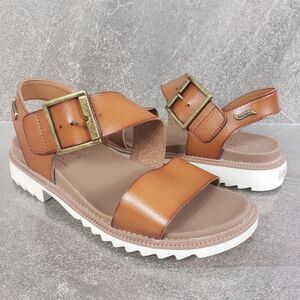 Skechers Brown Sandals with Gold Buckles
